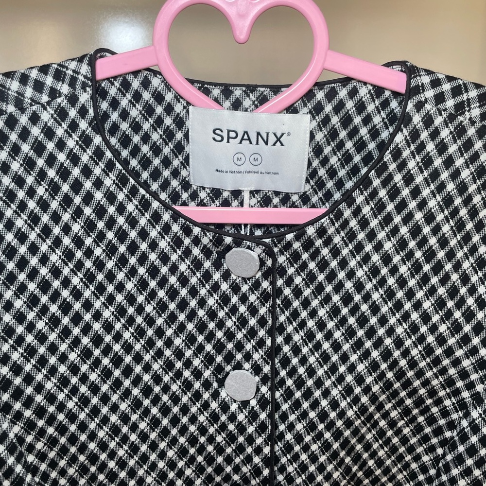 SPANX Black & White Gingham Cropped Jacket Blazer Size M‎ Quiet Luxury old money - Picture 5 of 10